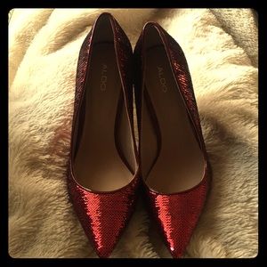 NWOB Red Sequined Aldo Pumps